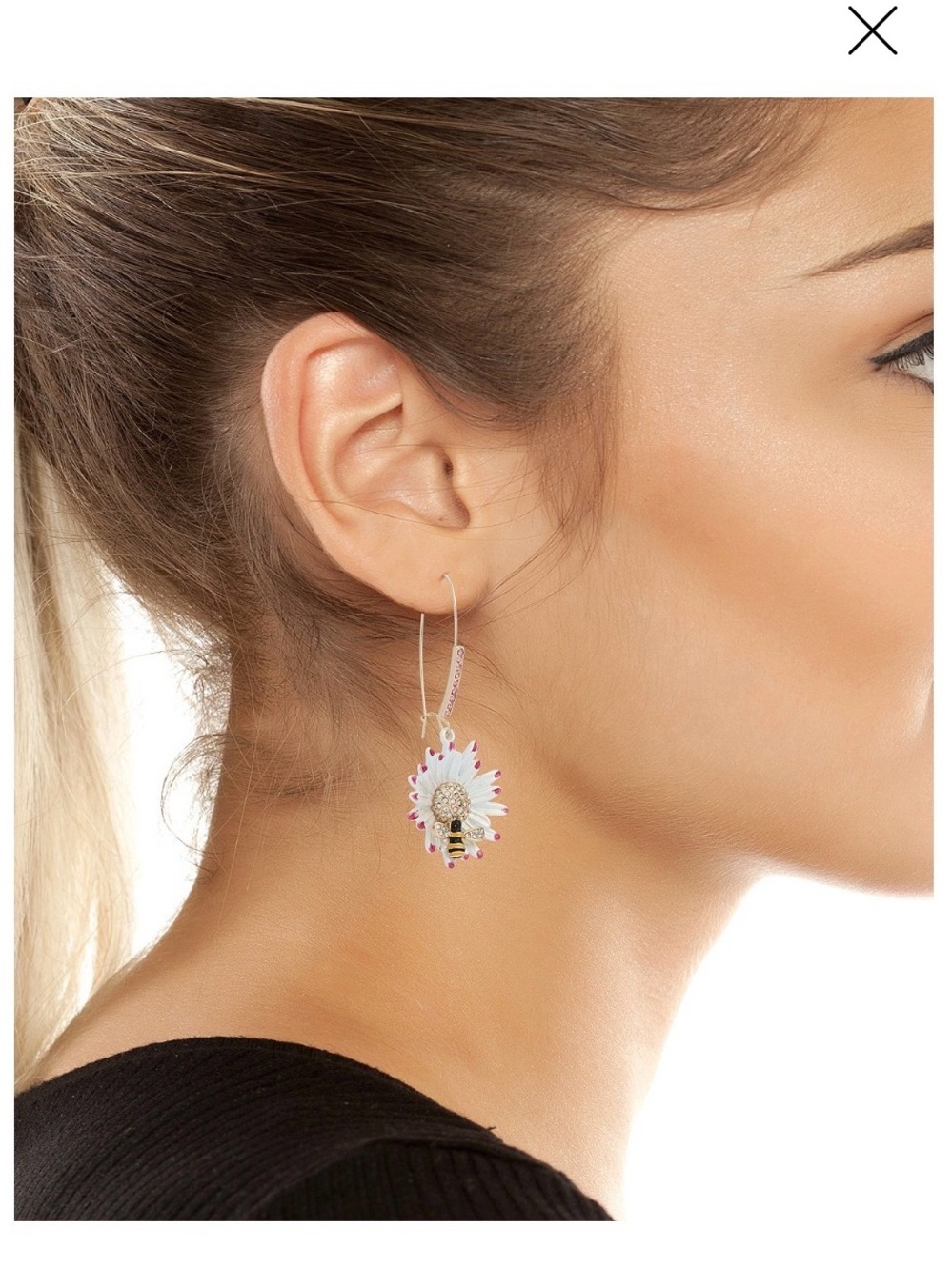 Betsey Johnson Pink-Accented Daisy & Bee Drop Earrings - Picture 3 of 7